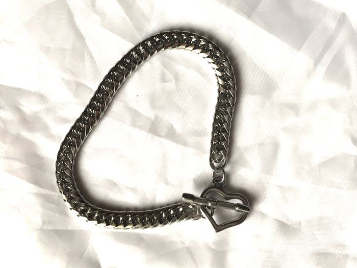 Bracelet Large Cœur Flèche Attache Amour Bijou Argenté Fantaisie Hommes Femmes