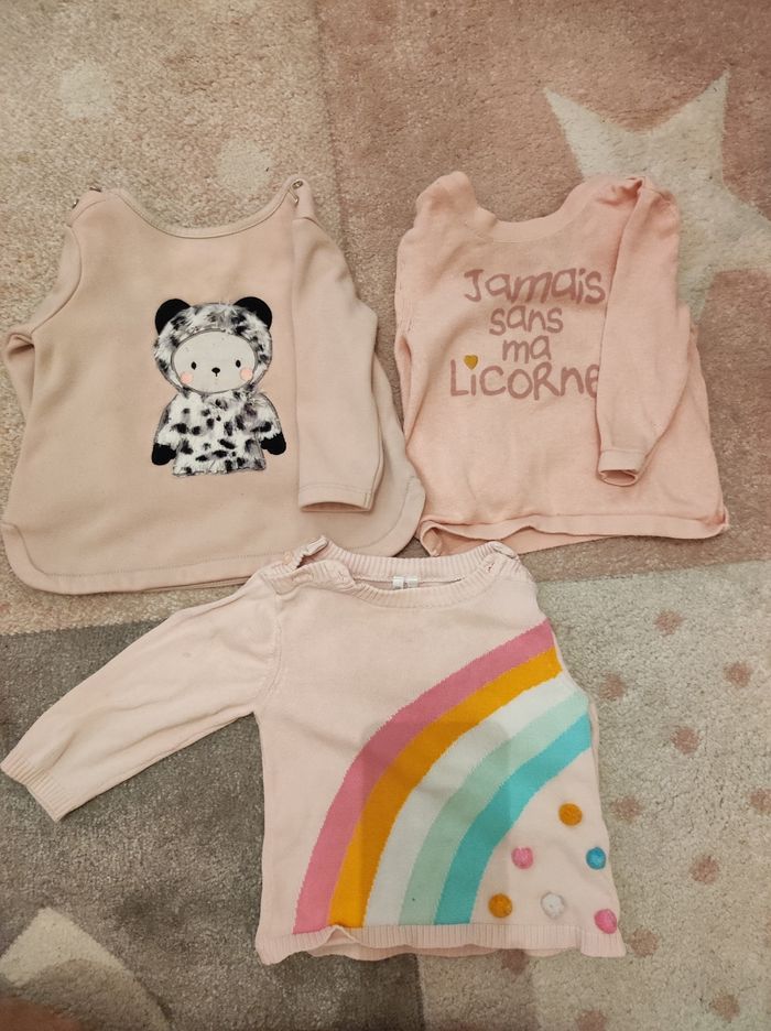Lot de 3 pulls rose