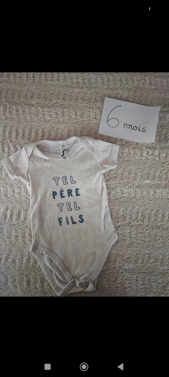 Bodie manches courtes tel père, Tel fils taille 3/6 mois