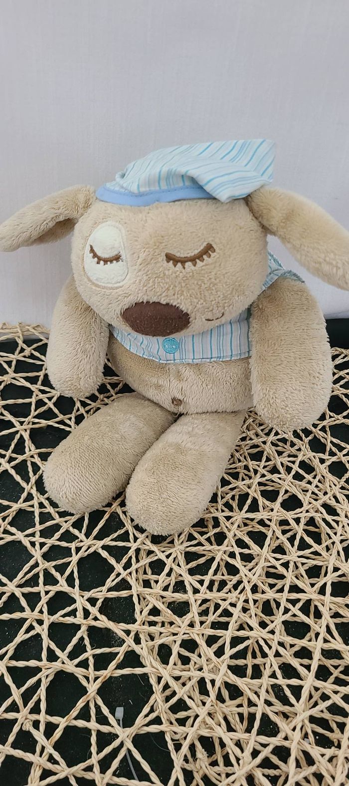 MAMAS & PAPAS DOUDOU CHIEN BEIGE DORMEUR PYJAMA BLEU SNOOZY SLEEPYHEADS