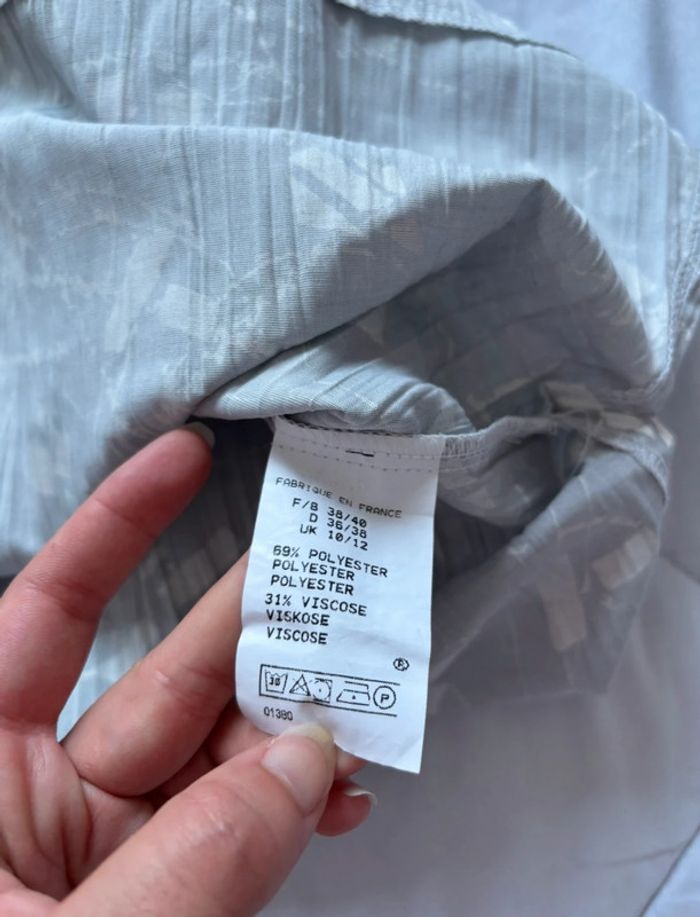 Tunique blouse vintage 90s ample grise col fendu manches 3/4 – Afibel – taille M/38 France - photo numéro 8