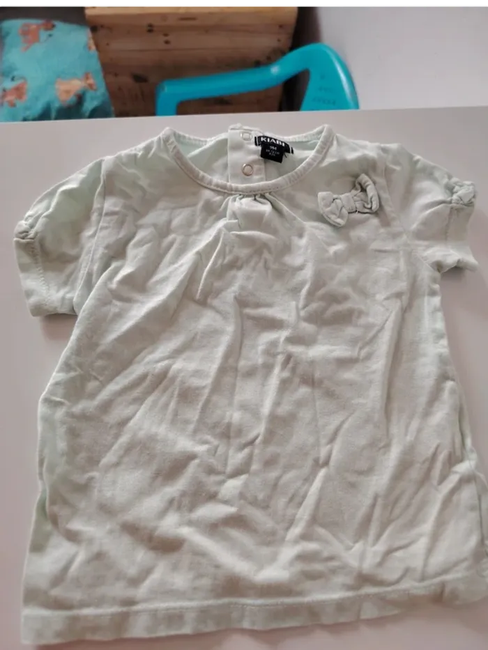 Lot de 2 deux t-shirt manches courtes avec petit nœud 9 mois - photo numéro 4
