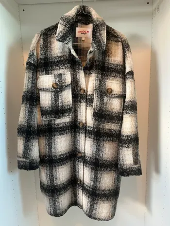 Manteau à carreaux noir et blanc Jennyfer Taille L