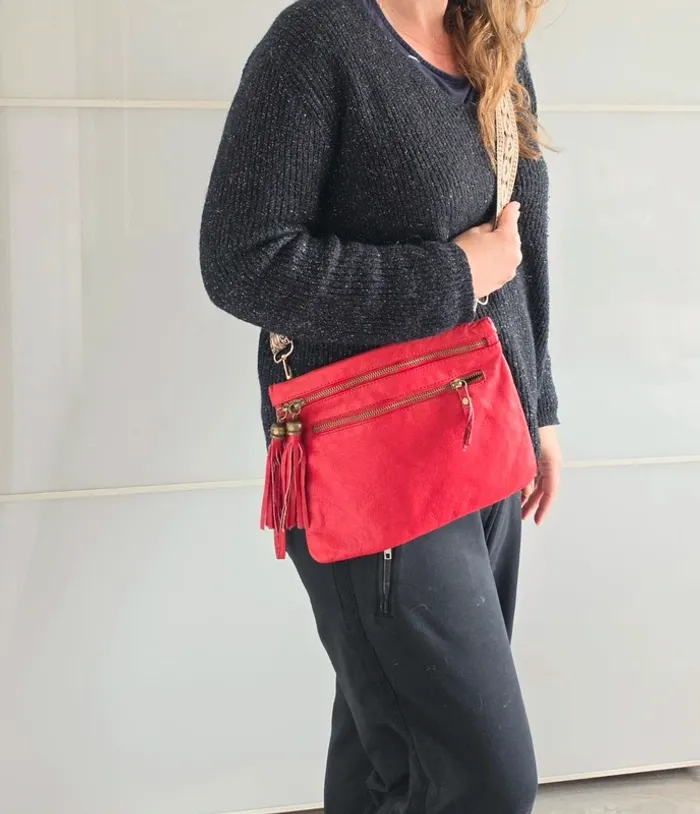sac rouge en cuir the genuine leather - photo numéro 4