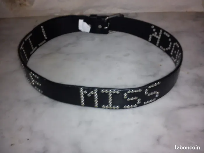 Ceinture fille noire avec rivets - photo numéro 2