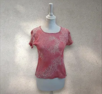 Top manches courtes en tulle imprimé taille S
