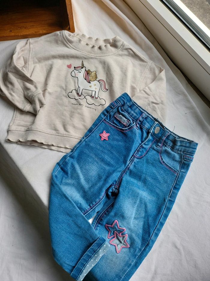 Ensemble licorne cœur girly 18 mois