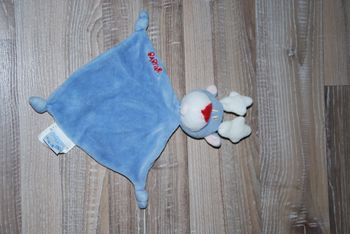 Doudou cerf plat élan renne nez rouge babygro