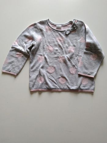 pull gris a pois rose H&M fille 9 mois