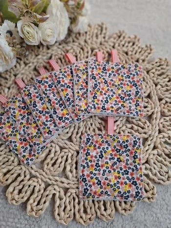 lingettes lavables fleurs multicolores