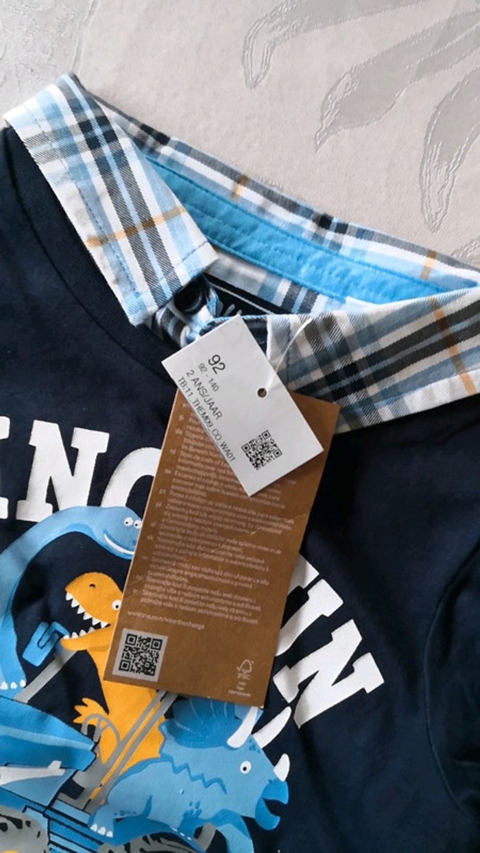 T-shirt longue manche effet chemise - photo numéro 2