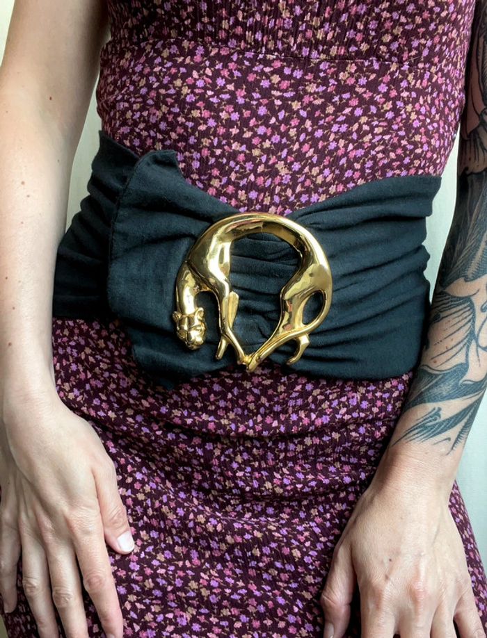 Ceinture de taille panthère vintage kitsch 80s - Taille 80cm