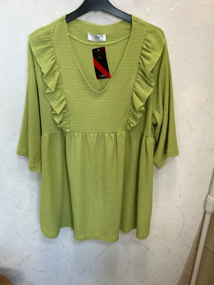 Blouse femme tunique femme verte top femme chemisier femme taille 50 taille 52