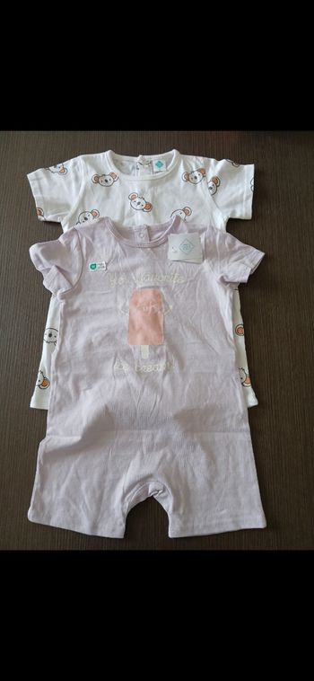 Lot 2 barboteuse combishort tex baby 71 cm 9 mois