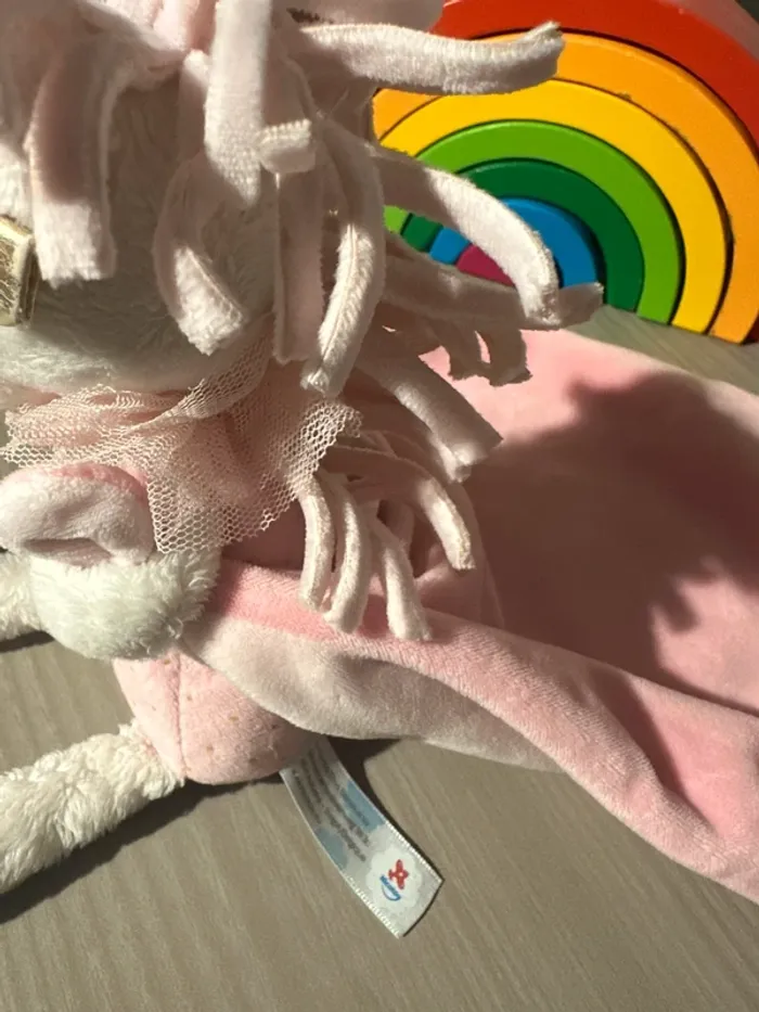 Doudou Licorne rose blanc mouchoir Lili Nicotoy SIMBA - photo numéro 4