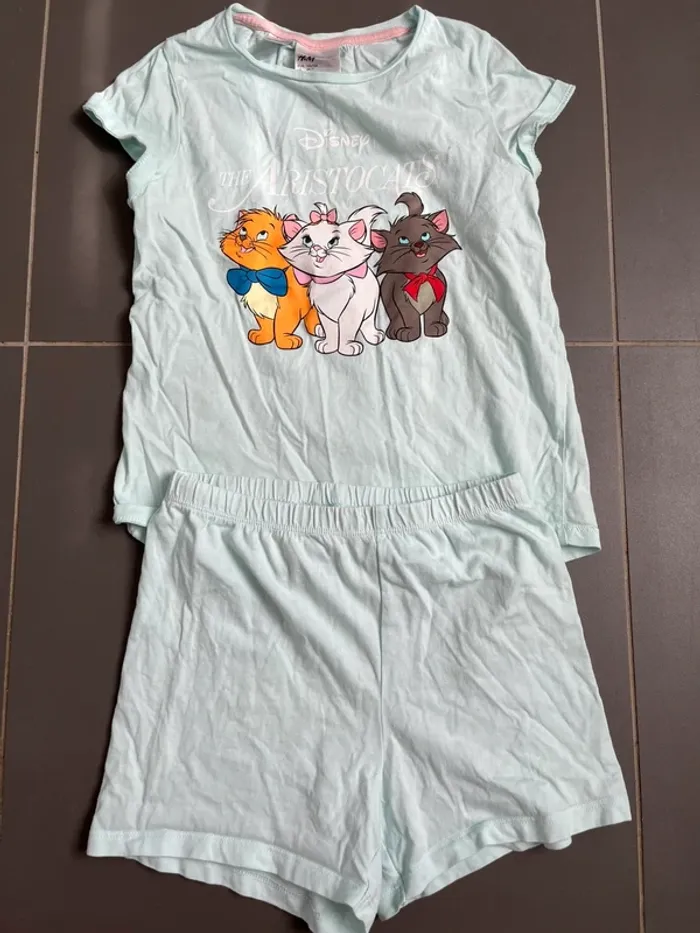 Pyjashort turquoise aristochats 6-8 ans h&m