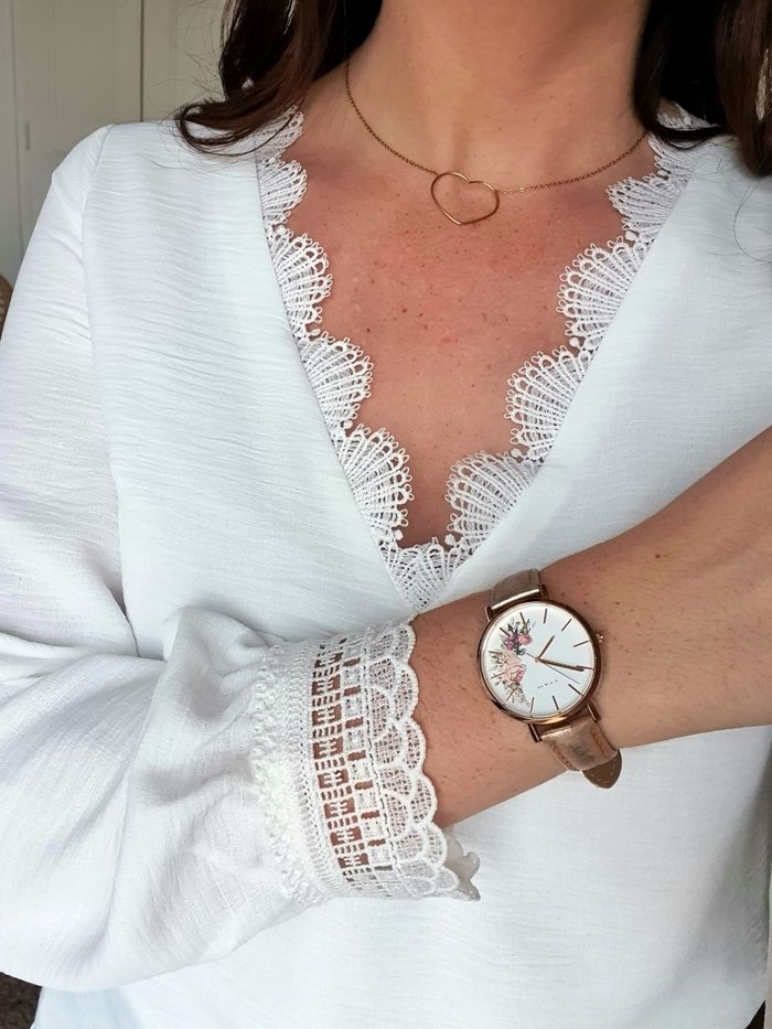 Blouse fluide Alex blanc dentelle Taille L - photo numéro 4