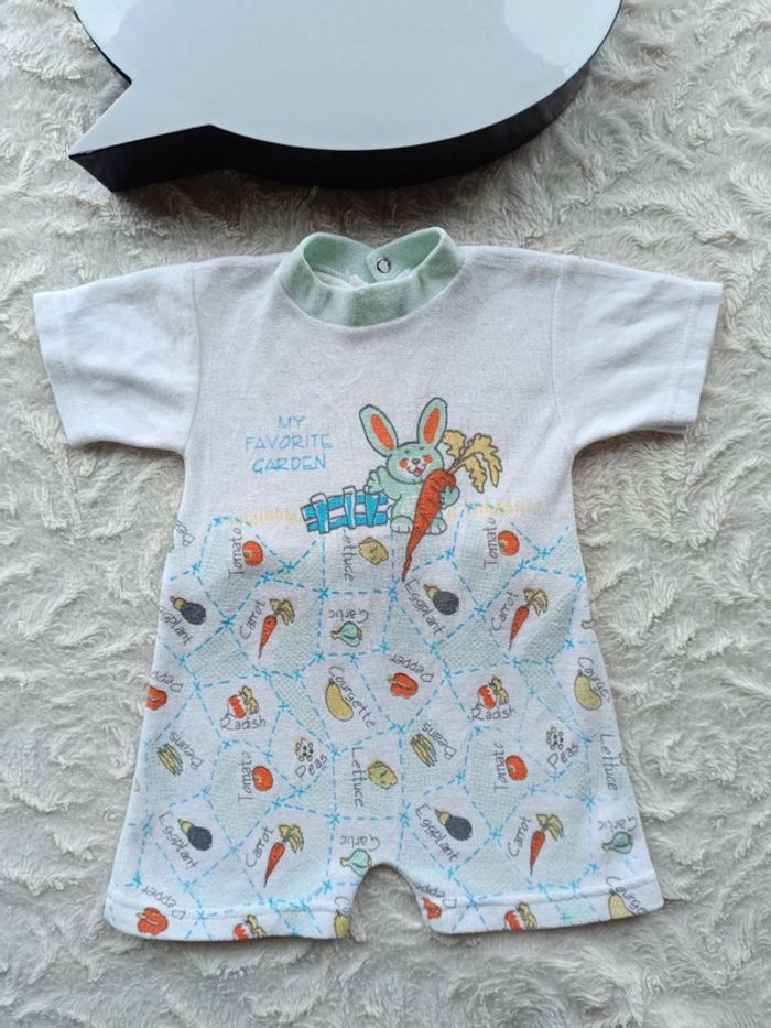 Combi short barboteuse combinaison velours Mixte 1 mois Lapin my favorite garden lapin - photo numéro 2