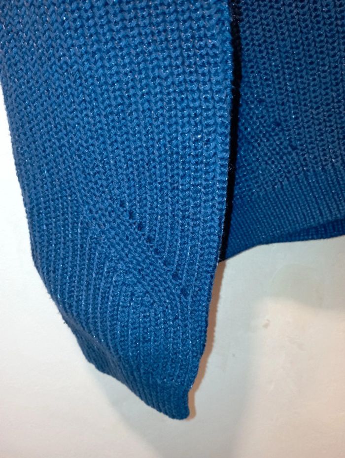 Pull femme maille brillante bleue - photo numéro 3