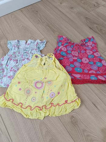 Lot 3 tuniques fille 6 mois motif été