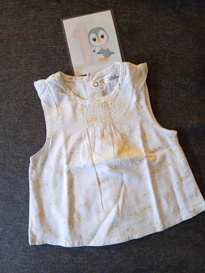 T-shirt MC blanc avec dessins 1 mois