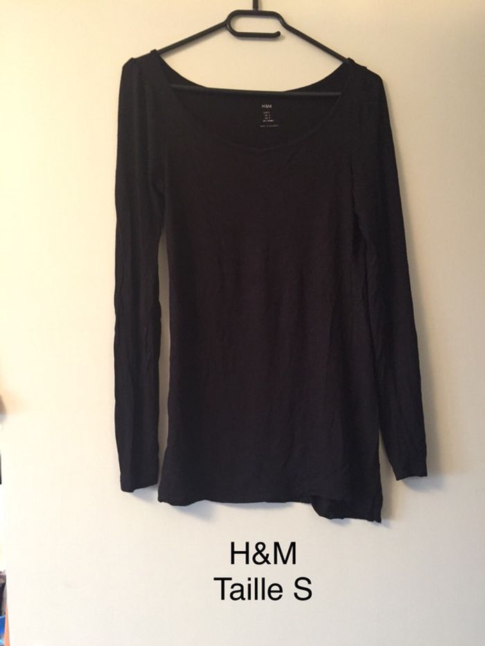 T-shirt manches longues noir H&M Taille S