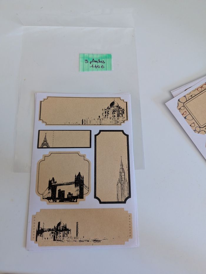 Planches étiquettes