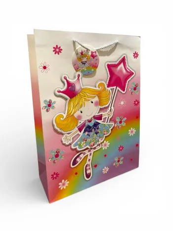 Sac cadeau anniversaire motif fée 30 x 41,5 x 12 cm Neuf