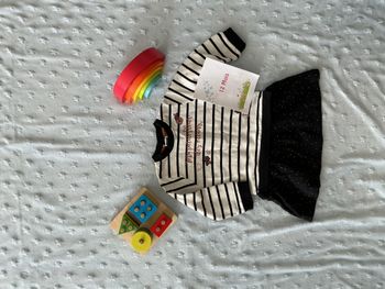robe manches longues blanc rayé noir pois dorés 12 mois terre de marins