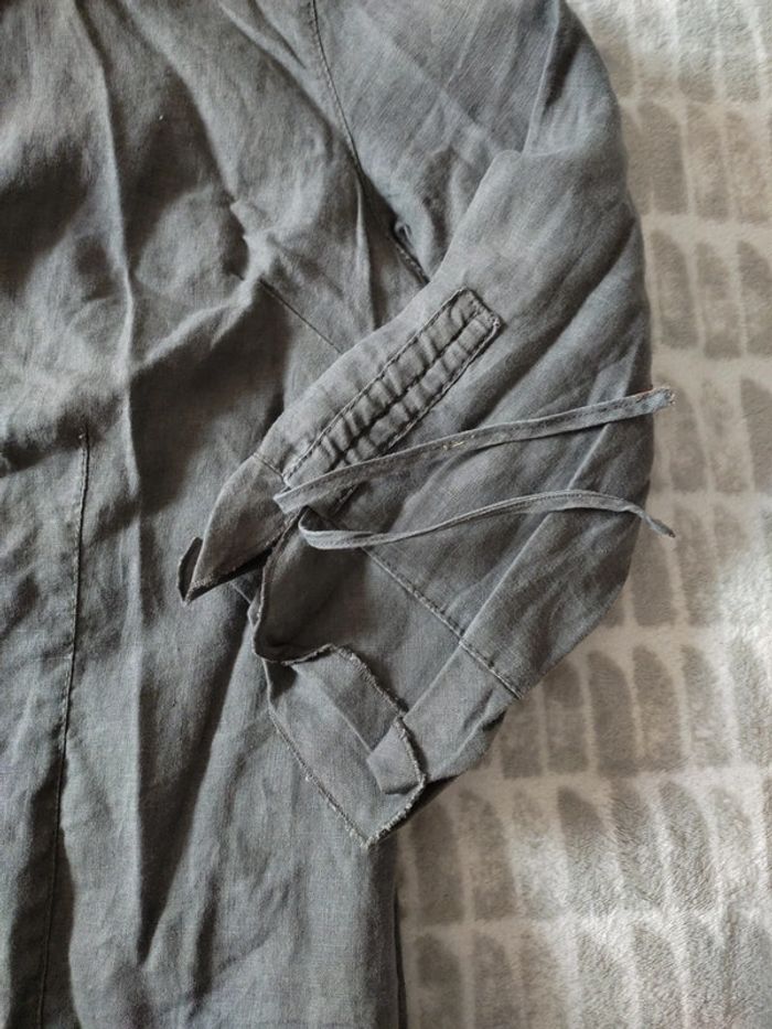 Chemise gris kaki manches 3/4 en lin bréal taille 40 - photo numéro 4