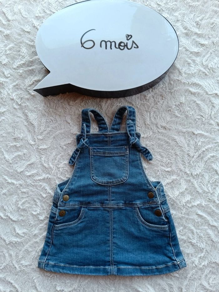 Robe jeans style salopette Fille 6 mois Tao