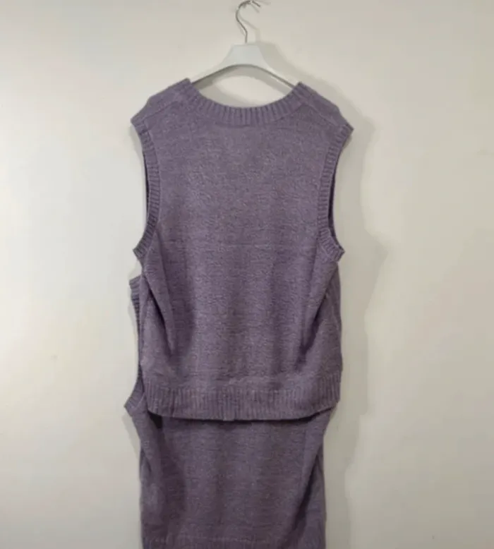 Lot de 2 Pulls Tuniques Femme – Violet – Sans Manches – Taille 46/48 - photo numéro 4