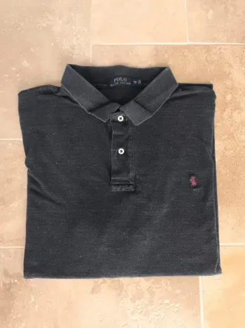 Polo Ralph Lauren homme 3XB gris foncé chiné logo bordeaux excellent état