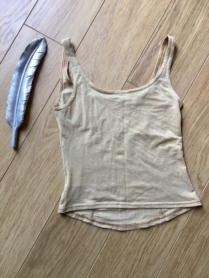 Petit top débardeur taille 2 doré / crop top - photo numéro 3