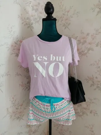 Short de pyjama beige à motifs aztèques élastique à la taille lien à nouer / melissa brown / (38-40)