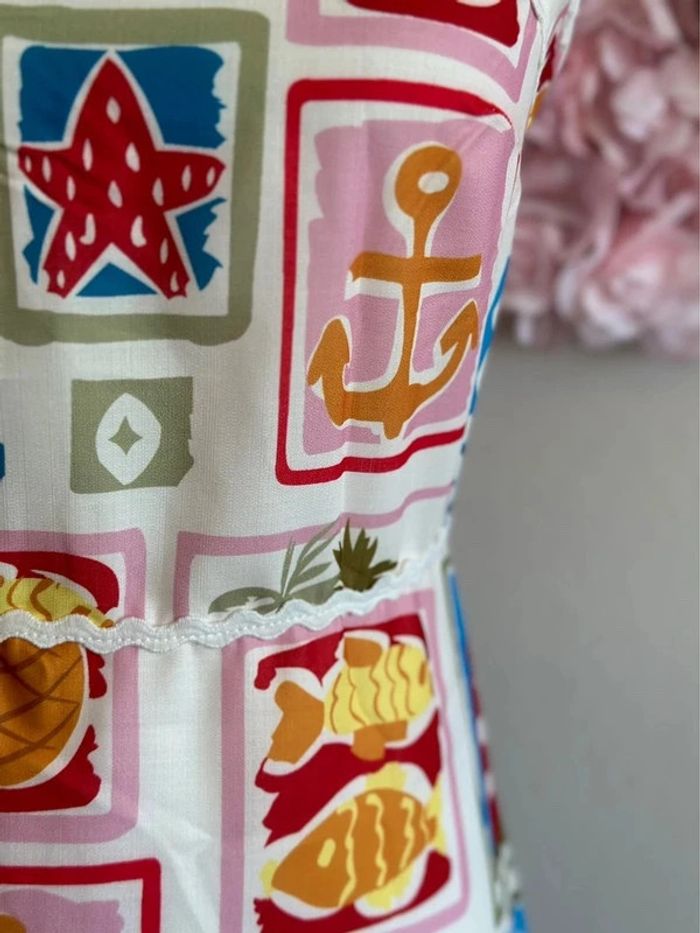 Belle robe longue d’été en lin à motifs colorés de plage taille S - photo numéro 6
