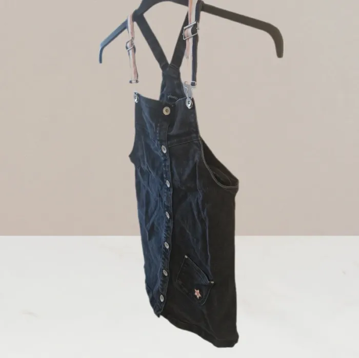 Magnifique robe en jeans noir à bretelles bleu rose & blanc - In extenso - Taille 12 ans - photo numéro 2