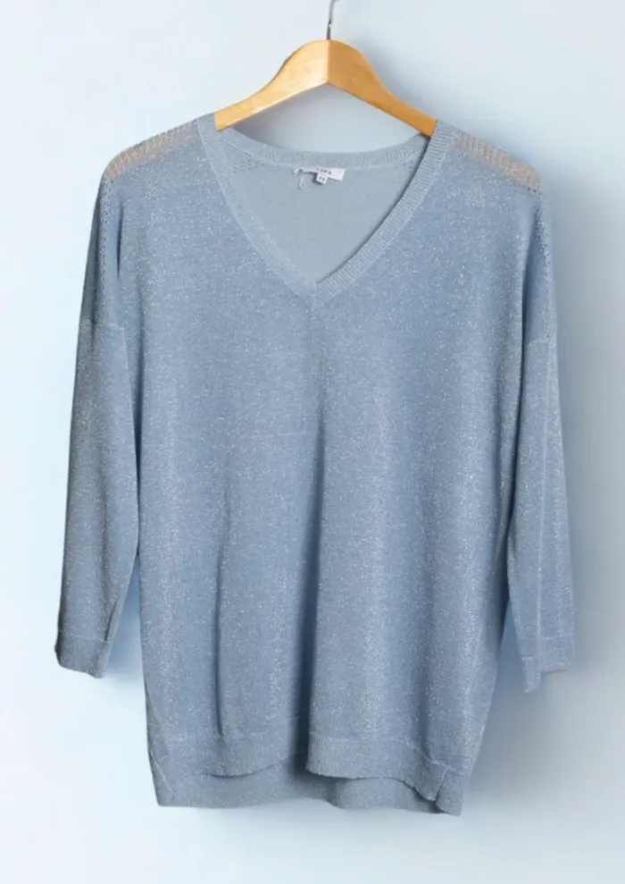 Pull fin bleu irisé Yuka Paris Taille 3