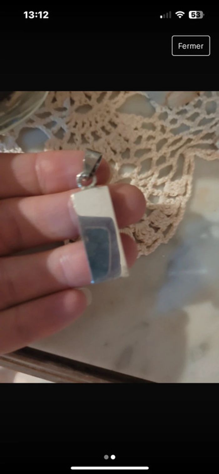 Pendentif en argent et ambre - photo numéro 2