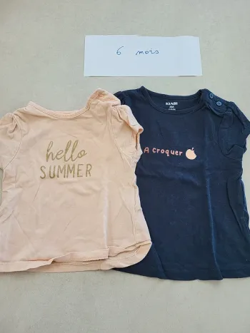 2 hauts manches courtes 6 mois