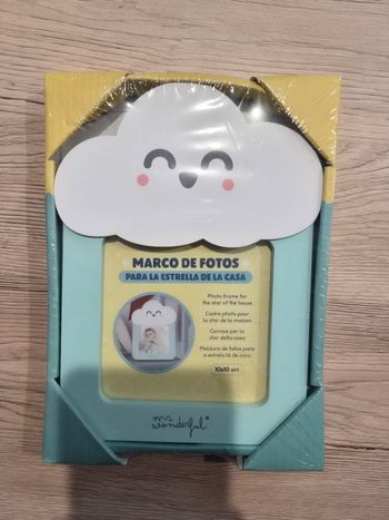 Cadre photo enfant vert d'eau et nuage