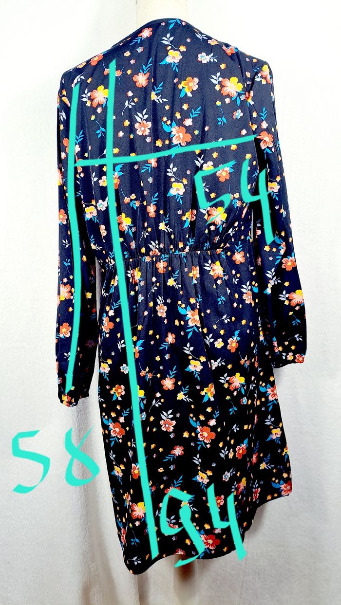 Robe bleu bonheur taille 42 noir fleurie - photo numéro 5