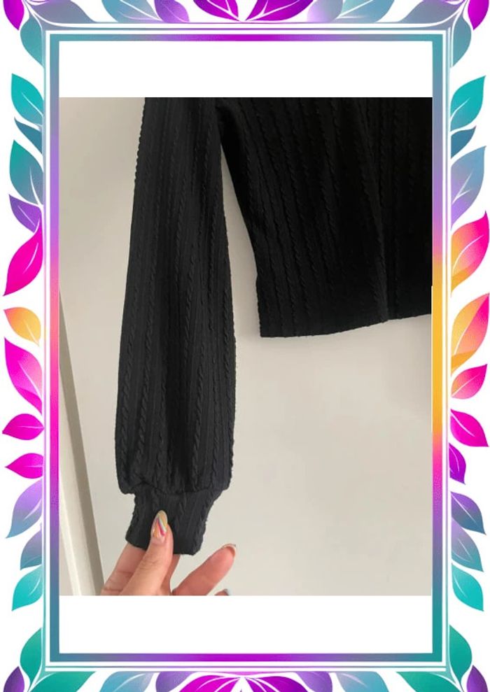 Blouse noir côtelé SHEIN S - photo numéro 4