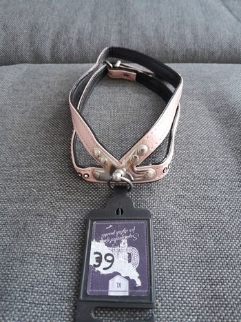 Collier harnais pour chien rose pâle et strass taille xl