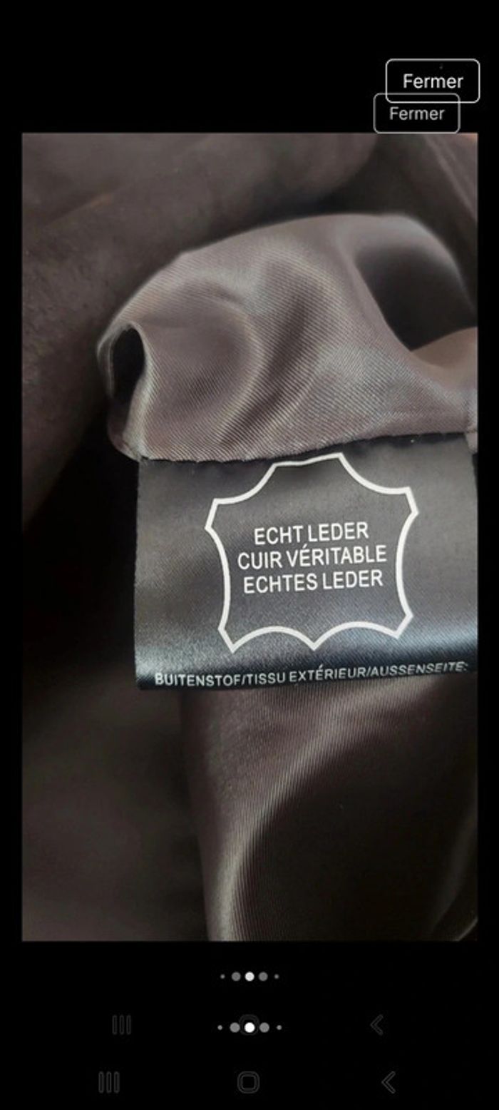 Veste cuir Marron foncé D'Auvry exclusive t 46 - photo numéro 7