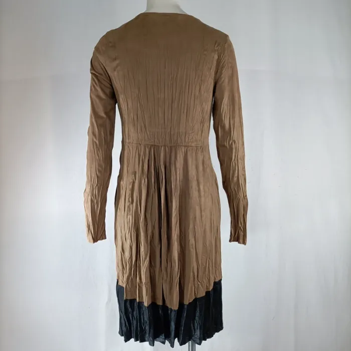 Robe fluide bicolore Lauren Vidal, col V cuir vegan, taille S, manches longues A1326 - photo numéro 5