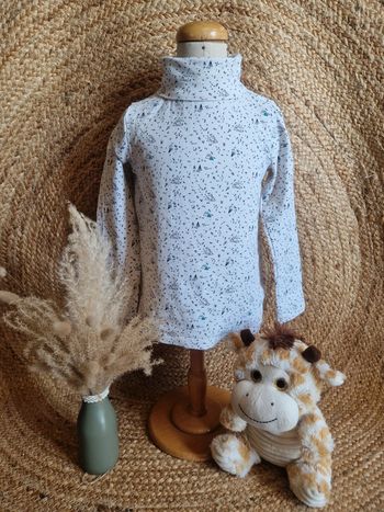 Haut a manche longue col rouler blanc fille tex 3 ans