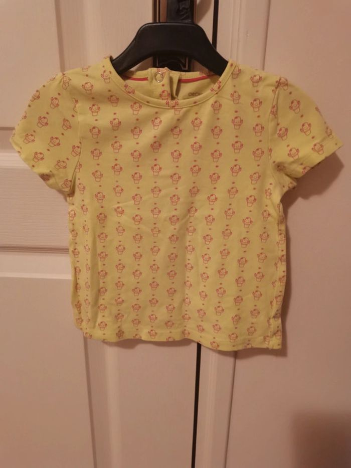 T-shirt manches courtes jaune motif cactus