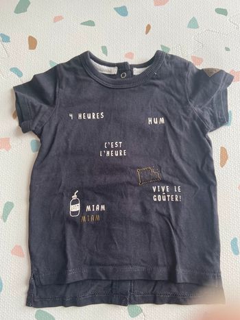 T shirt noir motifs goûter Kiabi 6 mois
