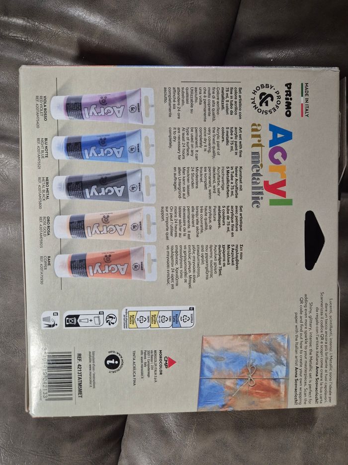 5 tubes de peinture acrylique métallisée neuf - photo numéro 3